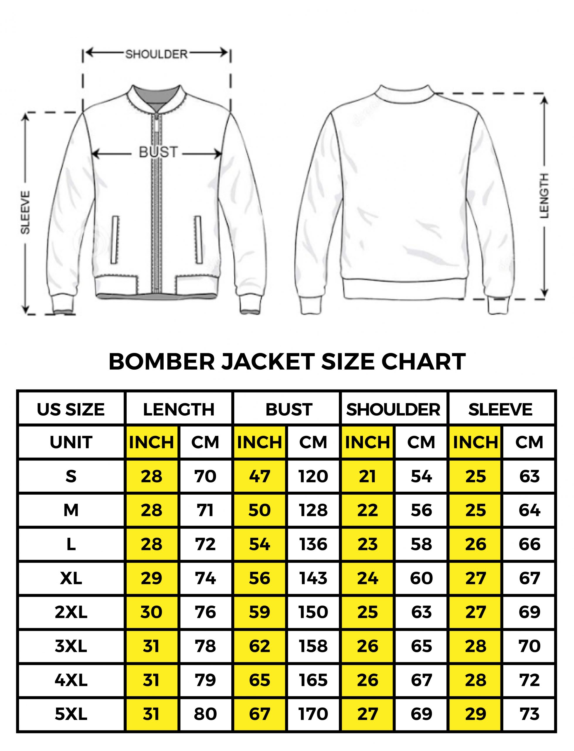 bomber jacket size chart 01 scaled 1 - Dead By Daylight Store