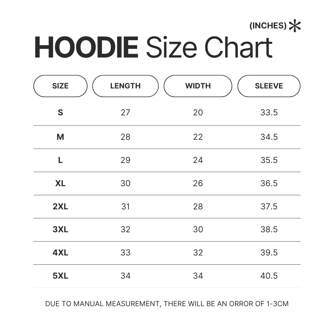 Hoodie Size Chart - Dead By Daylight Store