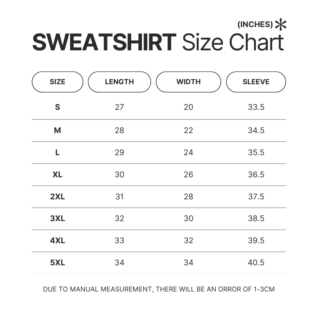 Sweatshirt Size Chart - Dead By Daylight Store