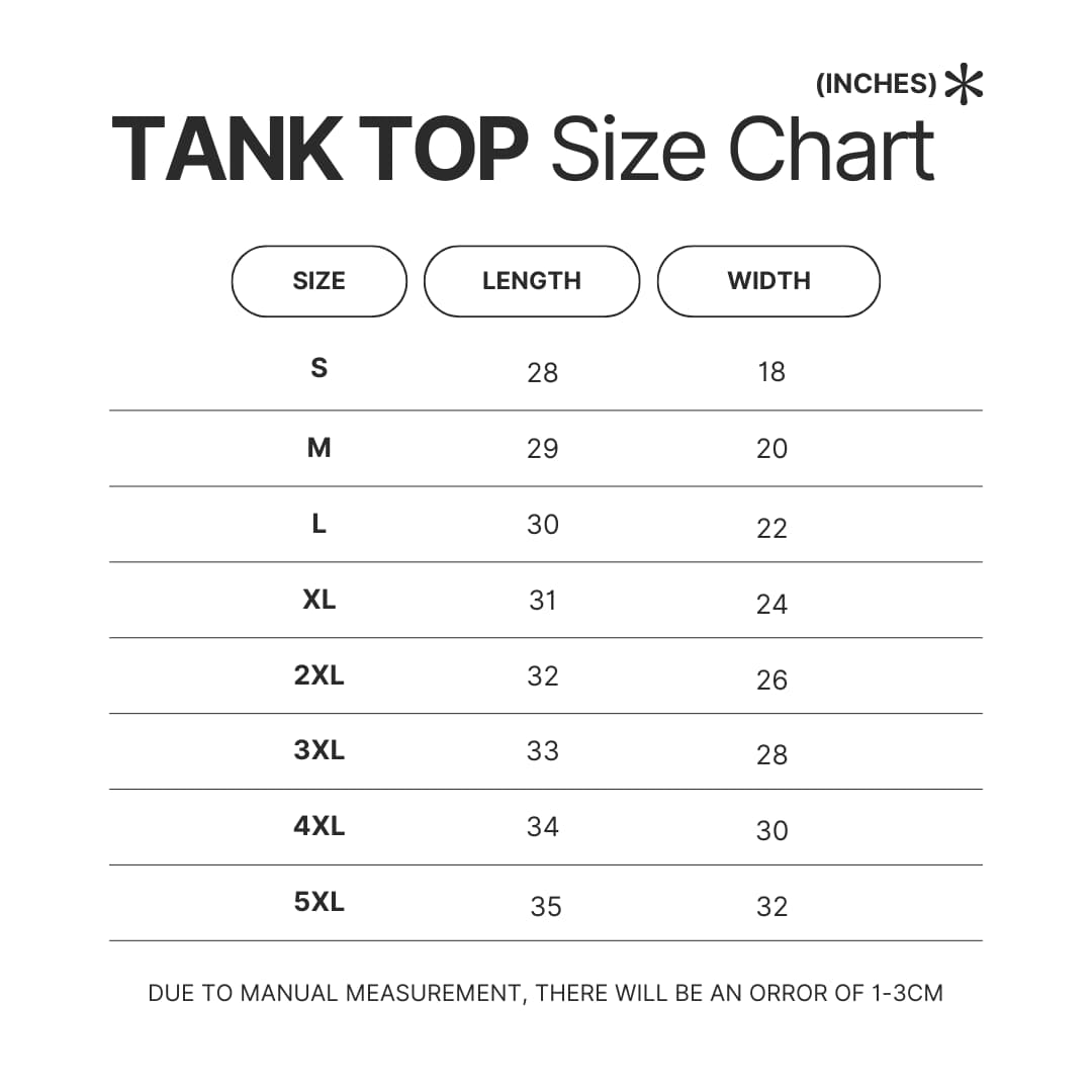 Tank Top Size Chart - Dead By Daylight Store